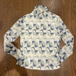 MONTEAU Pastel Printed Long sleeve Mesh Top | Mockneck M y2k K